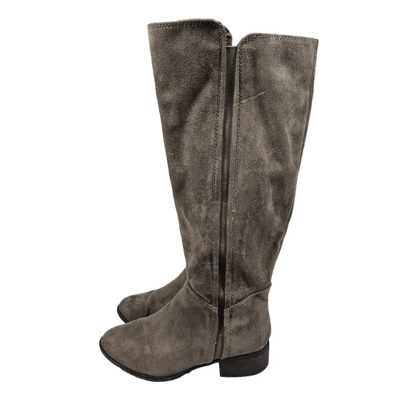 Target Knee High Boots Womens 7 Brown Faux Suede Stretch Block Heel Western Soft - Picture 3 of 15